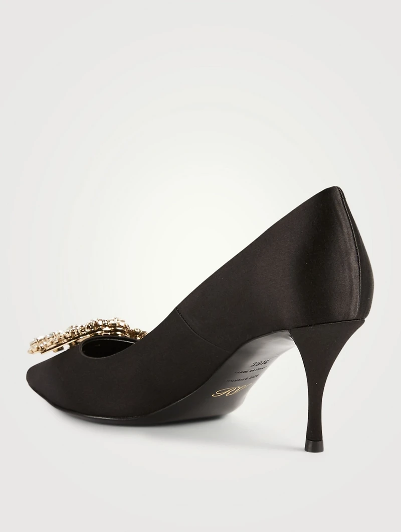 Flower Strass Silk Satin Pumps