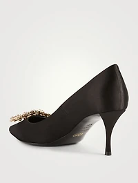 Flower Strass Silk Satin Pumps
