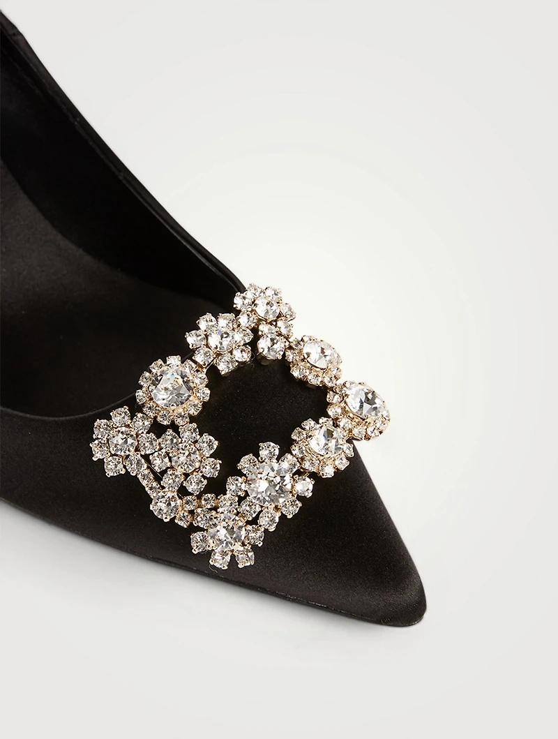 Flower Strass Silk Satin Pumps