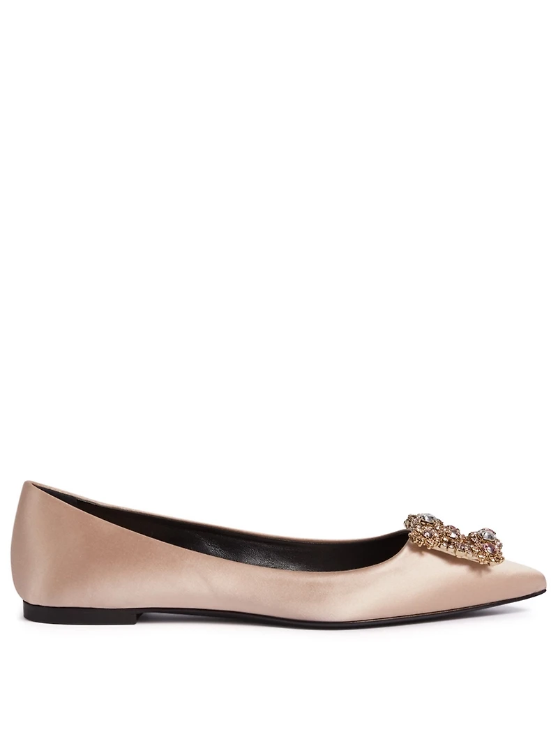Strass Belle Vivier Satin Ballet Flats