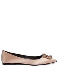 Strass Belle Vivier Satin Ballet Flats