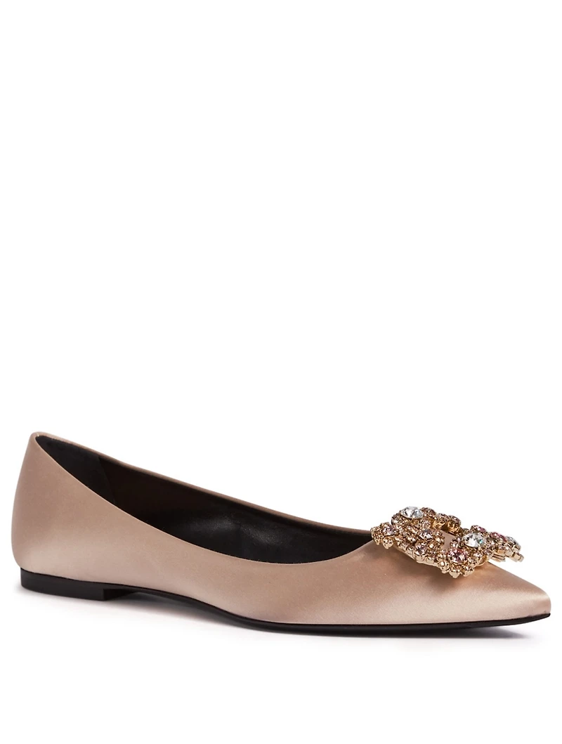 Strass Belle Vivier Satin Ballet Flats