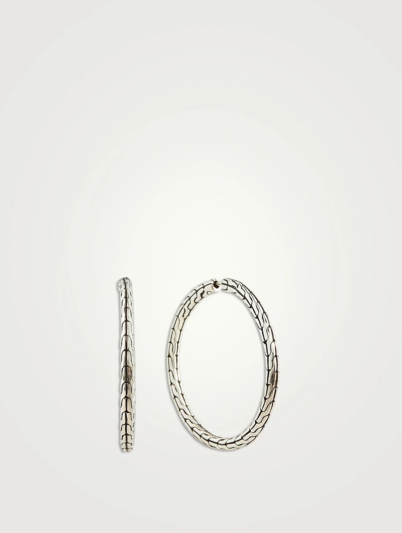 Carved Chain Medium Hoop Earrings