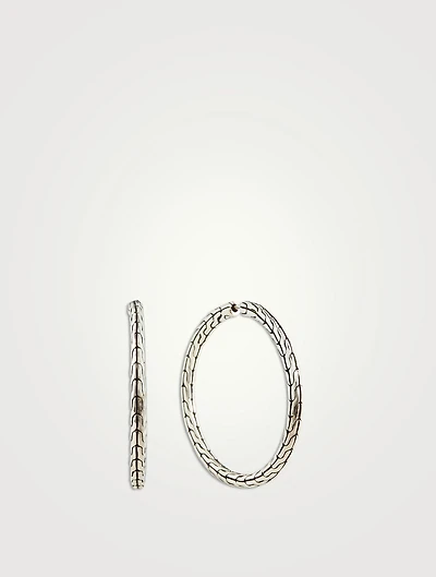 Carved Chain Medium Hoop Earrings