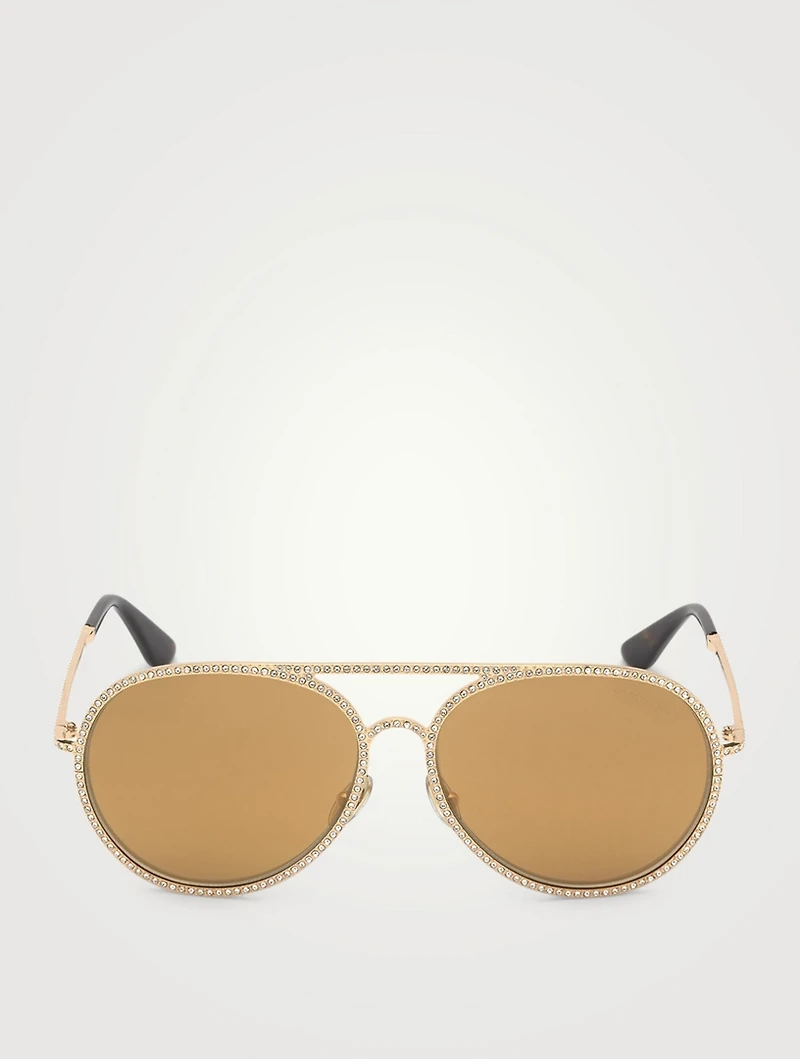 Antibes Aviator Sunglasses With Crystals