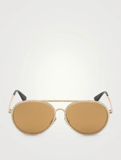 Antibes Aviator Sunglasses With Crystals