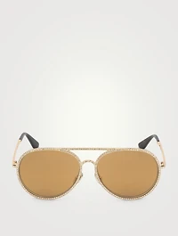 Antibes Aviator Sunglasses With Crystals