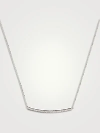 14K White Gold Diamond Bar Necklace