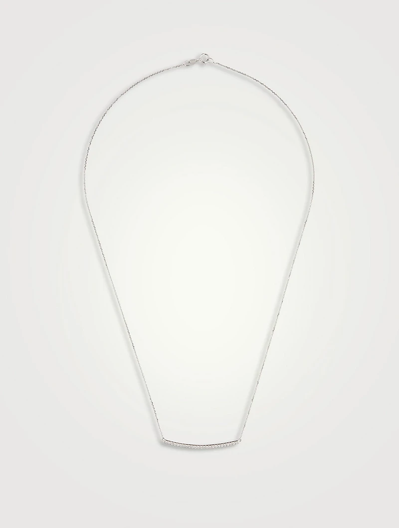 14K White Gold Diamond Bar Necklace