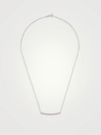 14K White Gold Diamond Bar Necklace