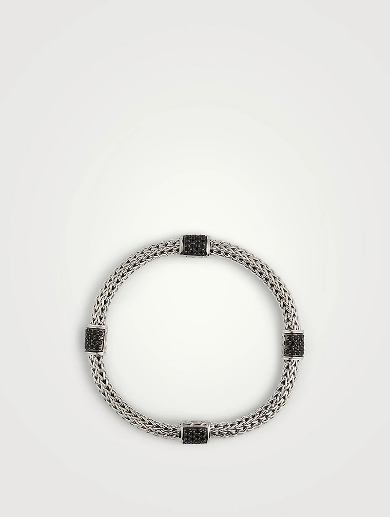 Sterling Silver And Black Sapphire Classic Chain Bracelet
