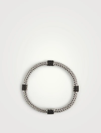 Sterling Silver And Black Sapphire Classic Chain Bracelet