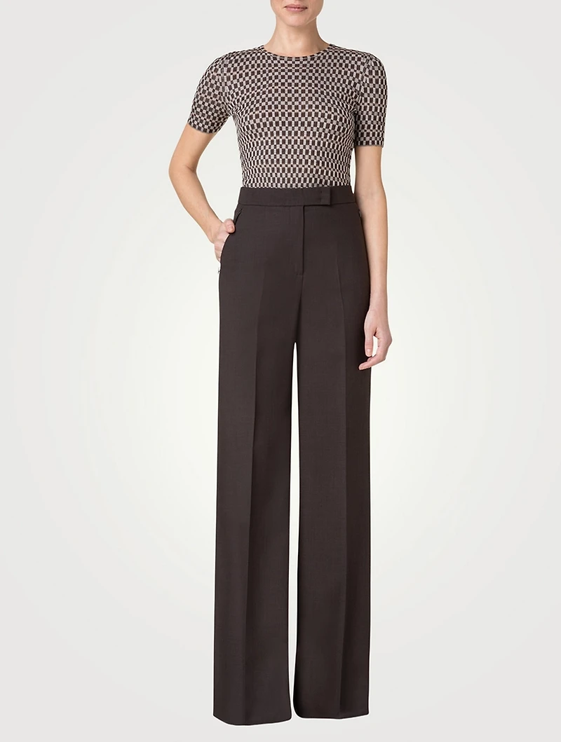 Floretta Cool Wool Wide-Leg Trousers
