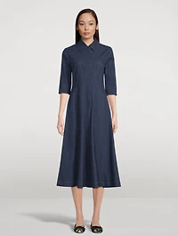 Stretch Denim Midi Dress