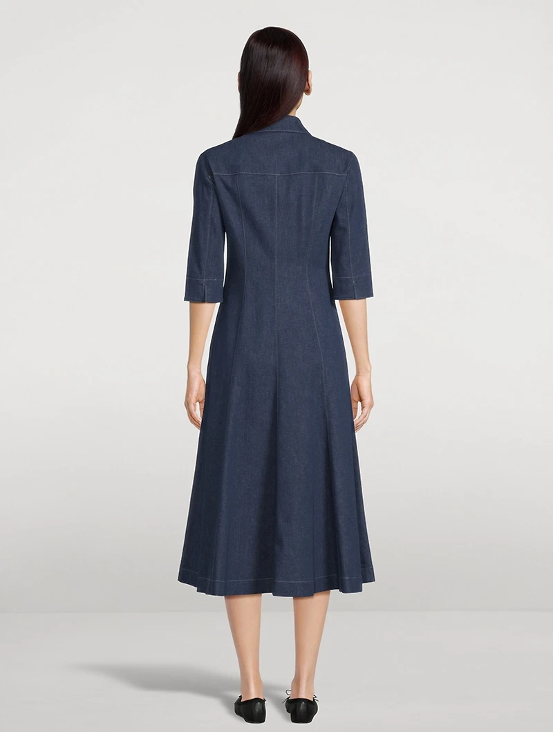 Stretch Denim Midi Dress