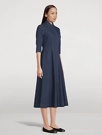 Stretch Denim Midi Dress