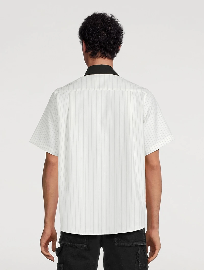 Twill Mechanic Shirt Striped Print