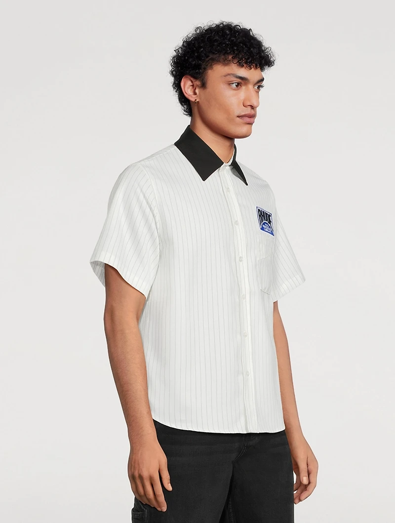 Twill Mechanic Shirt Striped Print