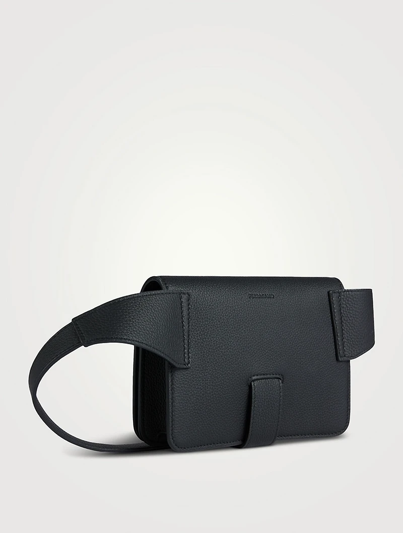 Leather Belt Bag With Gancini Buckle