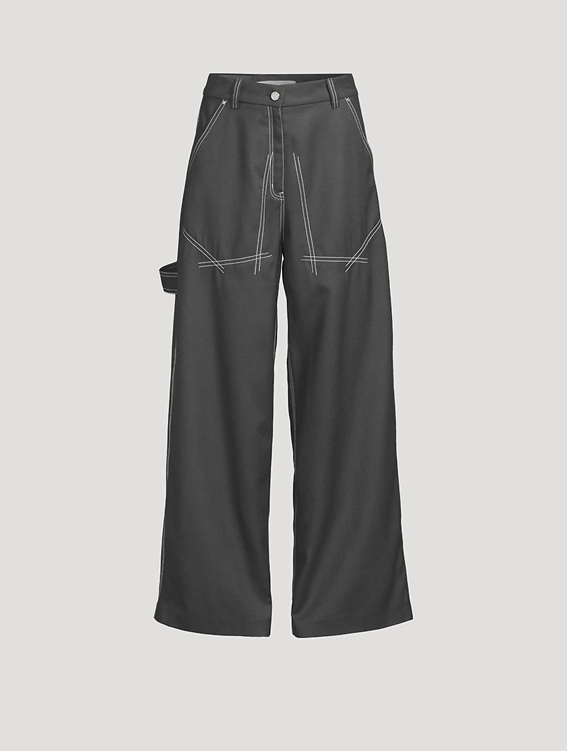 Flannel Wide-Leg Trousers