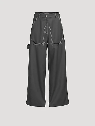 Flannel Wide-Leg Trousers