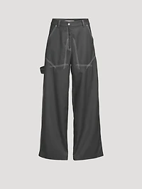 Flannel Wide-Leg Trousers