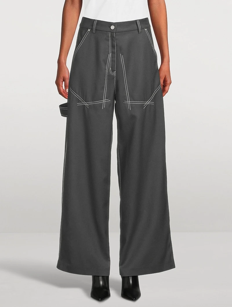 Flannel Wide-Leg Trousers