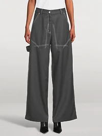Flannel Wide-Leg Trousers