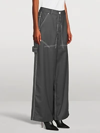 Flannel Wide-Leg Trousers