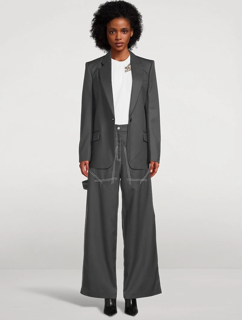 Flannel Wide-Leg Trousers