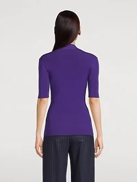 Compact Rib-Knit Short-Sleeve Top
