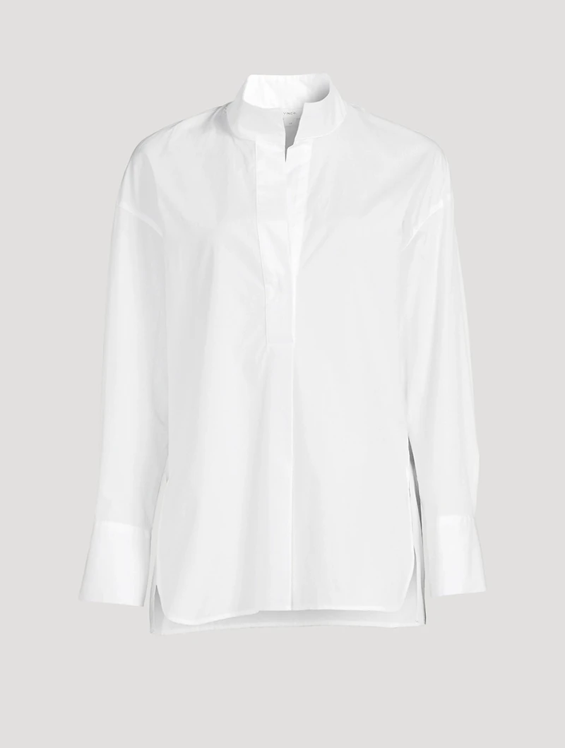 Half-Placket Stand-Collar Shirt