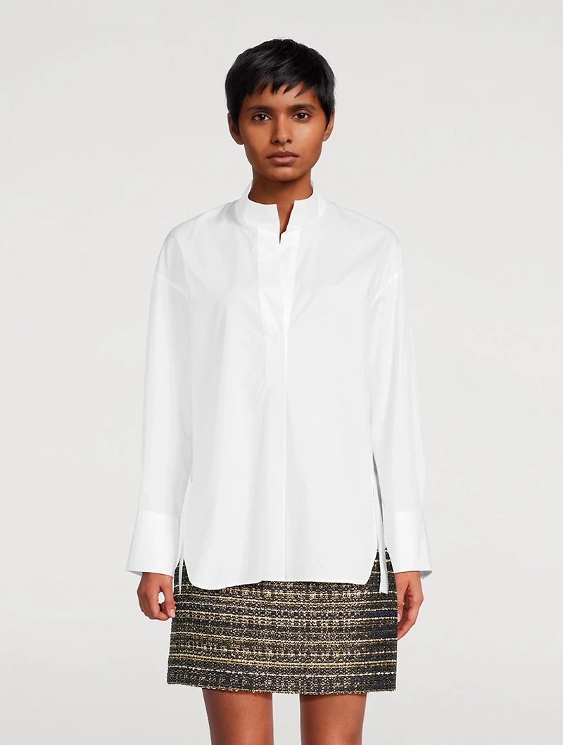 Half-Placket Stand-Collar Shirt