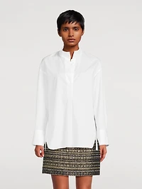 Half-Placket Stand-Collar Shirt