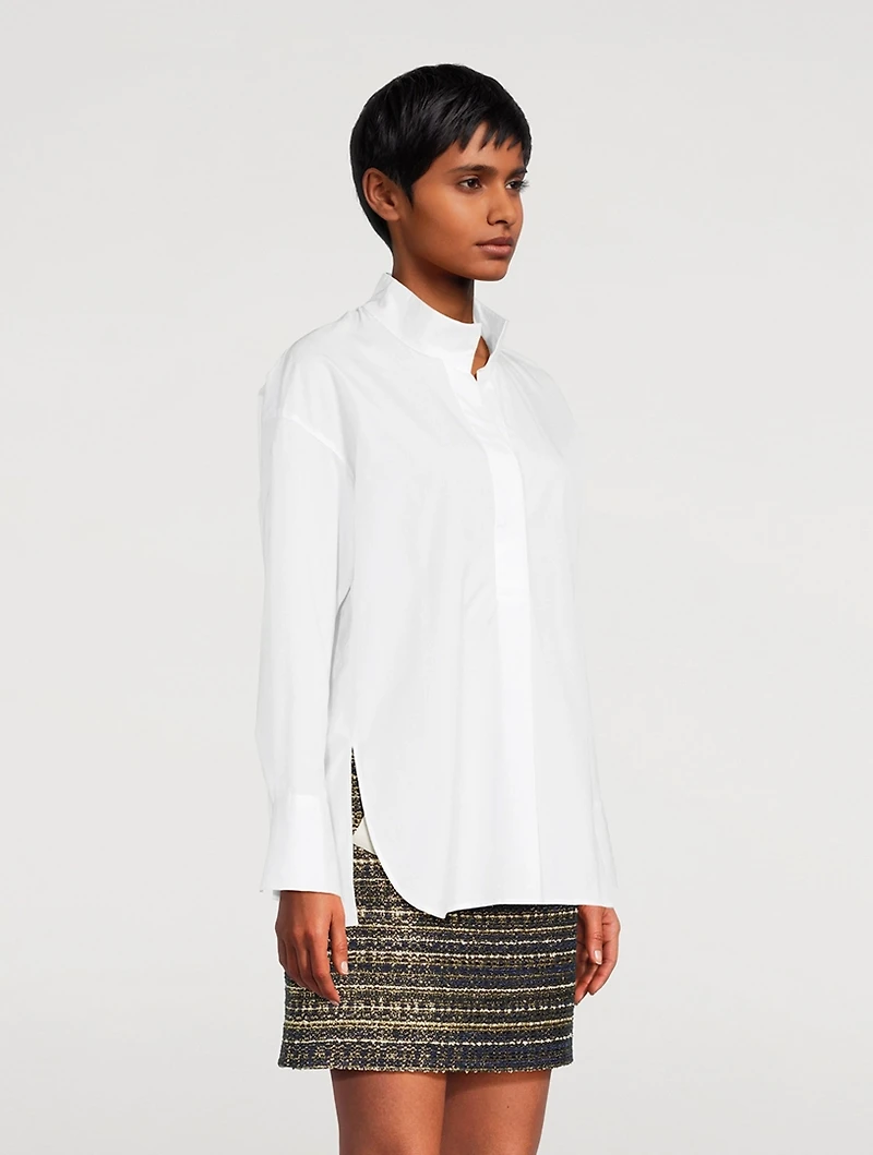 Half-Placket Stand-Collar Shirt