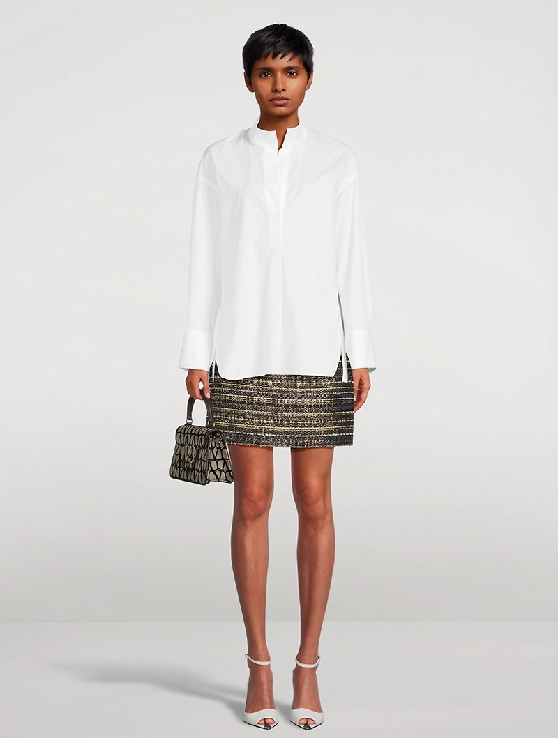 Half-Placket Stand-Collar Shirt