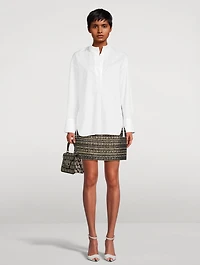 Half-Placket Stand-Collar Shirt