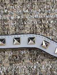 Small Rockstud Bouclé Raffia Crossbody Bag