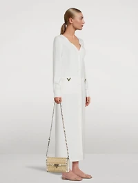Small Rockstud Bouclé Raffia Crossbody Bag