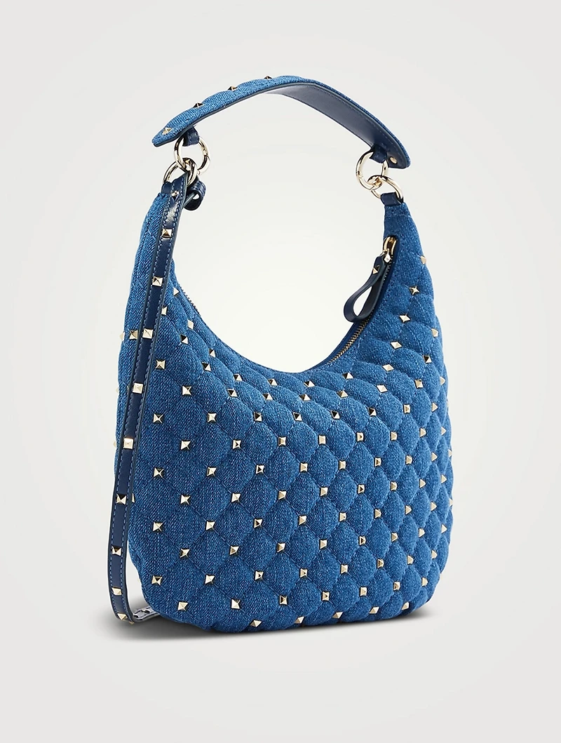 Small Rockstud Spike Denim Shoulder Bag