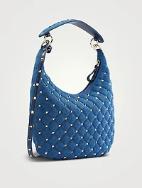 Small Rockstud Spike Denim Shoulder Bag