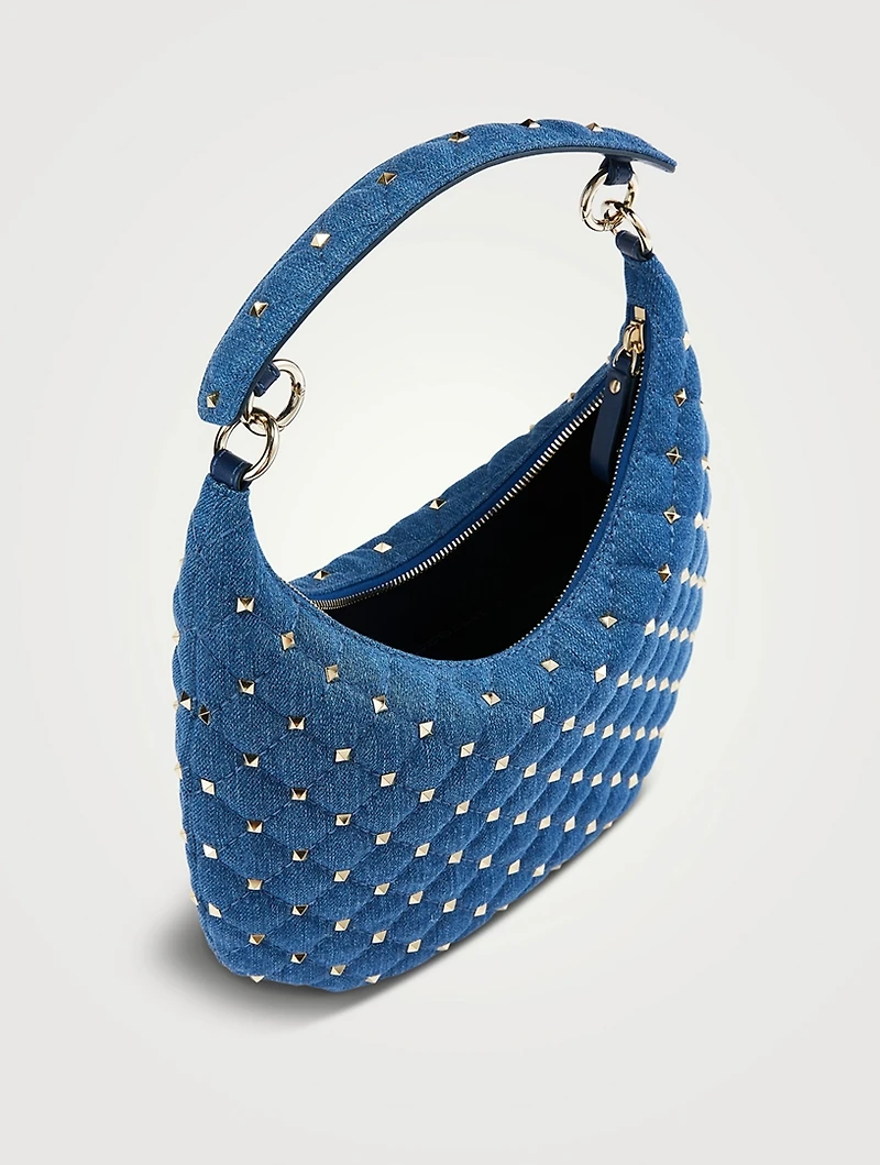 Small Rockstud Spike Denim Shoulder Bag