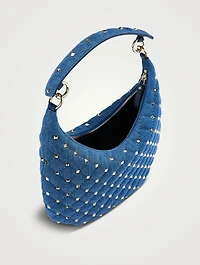 Small Rockstud Spike Denim Shoulder Bag