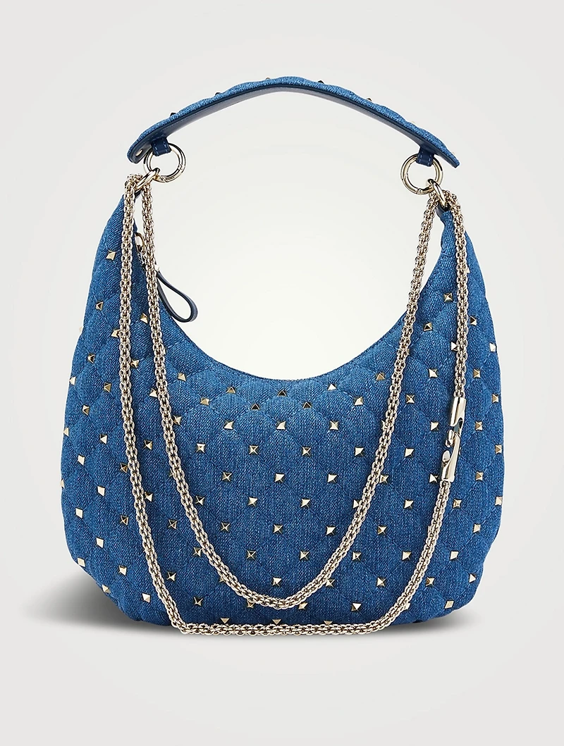 Small Rockstud Spike Denim Shoulder Bag