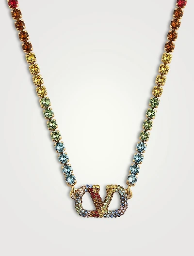 Rainbow Metal And Crystal Necklace