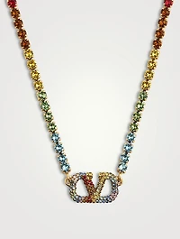 Rainbow Metal And Crystal Necklace