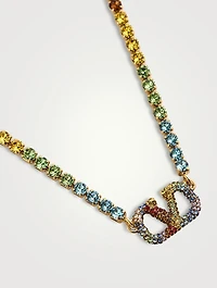 Rainbow Metal And Crystal Necklace