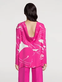 Draped-Back Cady Top Panther Print