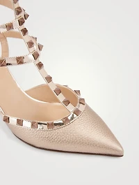 Rockstud Metallic Leather Ankle-Strap Pumps