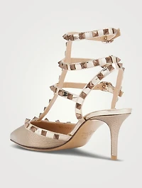 Rockstud Metallic Leather Ankle-Strap Pumps